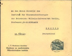 Envelope From The Microbiologist Istitue In RIGA To Fr. Wilhem University In Berlin - Medicina