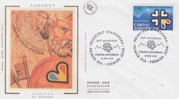 Enveloppe  FDC  1er  Jour  ANDORRE   ANDORRA    XVéme  Anniversaire  De  CARITAS   ANDORRE   1995 - FDC