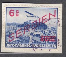 Germany Occupation Of Serbia - Serbien 1941 Airmail Mi#28 Used On Piece - Occupation 1938-45