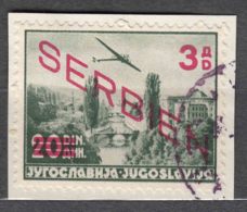 Germany Occupation Of Serbia - Serbien 1941 Airmail Mi#27 Used On Piece - Occupation 1938-45