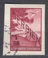 Germany Occupation Of Serbia - Serbien 1941 Airmail Mi#26 Used On Piece - Occupation 1938-45
