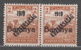 Hungary Baranya 1919 Mi#43 Mint Hinged Pair, Two Diff. Overprint Types - Baranya