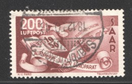 1950  Europarat  200Fr Flugpost MiNr 298 - Oblitérés