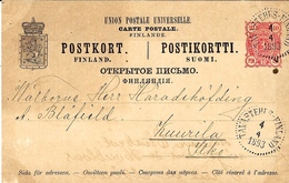 1893 - C P E P  10 Pen.  Cancelled  Tavastehus-Finland Pour Kuurila - Briefe U. Dokumente