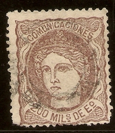 ESPAÑA Edifil 109 (º)  200 Milésimas Escudo  Castaño  Alegoría España  1870  NL1340 - Usati