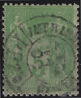 1898 Sage N°102 Obl 5c Vert/jaune N/B Oblitéré Dateur Paris Imprimés PP25 En Noir Superbe !! - 1898-1900 Sage (Tipo III)