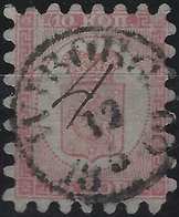 Finlande Coat Of Arms (FACIT) N°4C1Kb Rose Carmine Sur Papier Rose Pale Roulette I Obl Petit Dateur Wiborg +4 Manuscrit - Used Stamps