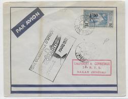 1937 - ENVELOPPE Par AVION AEROMARITIME 1° VOYAGE De ABIDJAN (COTE D'IVOIRE) => DAKAR (SENEGAL) Avec DAGUIN SUP AU DOS - 1960-.... Cartas & Documentos