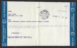 Angola Portugal Télégramme Radio Marconi 1965 Telegram - Lettres & Documents