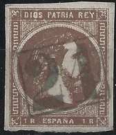 ESPAGNE Carlistes Provinces Basques & Navarre N°3  1 Real Brun Fonçé Obl Cachet Main 24 En Bleu Superbe RR Signé Calves - Carlists