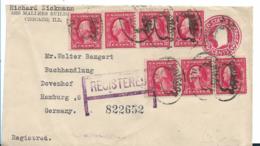 USA296 / Wahington, Ganzsachenumschlag Mit Artgleichen Marken Aufgewertet Zum Einschreiben Nach Hamburg 1922 (Deutschlan - Briefe U. Dokumente