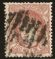 ESPAÑA Edifil 108 (º)  100 Mm Escudo Castaño Rojizo  Alegoria España 1870 NL1279 - Usati