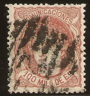 ESPAÑA Edifil 108 (º)  100 Mm Escudo Castaño Rojizo  Alegoria España 1870 NL1279 - Used Stamps