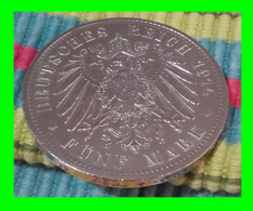 PREUSSEN-FRIEDRICH WILHELM II  DEUTSCHER KAISER KÖNIG VON PREUSSEN-  DEUSTCHES REICH 5 MARK AÑO 1914 - 2, 3 & 5 Mark Plata