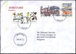 Mailed Cover (letter) With Stamps Flora 2018, Architecture 1983  From Sweden To Bulgaria - Briefe U. Dokumente