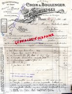 75- PARIS- RARE FACTURE MAISON CRON & BOULENGER- QUINCAILLERIE CHASSE PECHE-14 RUE DE BIRAGUE-1918 - Artigianato