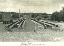 CHANTIER VOIE FERRÉE TGV - CONSTRUCTION CHEMIN DE FER ET PONT - SECTEUR CLUNY RN 79  - AVRIL 1980 - RARE 600 EXEMPLAIRES - Opere D'Arte