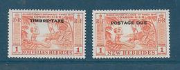 Timbre De Nouvelles Hébrides  Taxes  N°40 + 45 De 1957  Neufs * - Unused Stamps