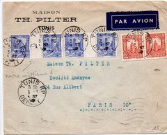 Tunisie : 50c Mosquée En Paire Millésime 4 + Divers Sur Lettre Par Avion De 1937 - Covers & Documents