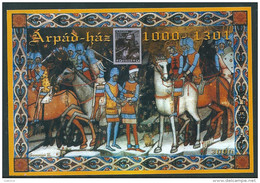 1365 Hungary History Arpad-House Royalty Stamp-on-Stamp Animal Horse Memorial Sheet MNH - Hojas Conmemorativas