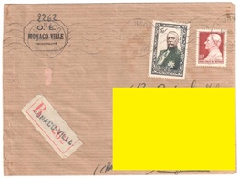 MONACO Lettre Recommandée 50 F Albert 1° Membre De L'institut Rade 15 F Rouge Prince Yv 305B PA 39 Ob 1949 - Storia Postale