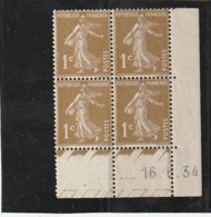 FRANCE  Semeuse  1 Ct Olive 1934 N° 277A Côte 4€  Adhérences Noires Sur 2 Timbres - 1930-1939