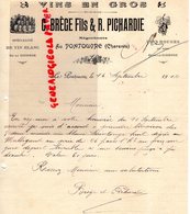 16- AU PONTOUVRE- RARE LETTRE MANUSCRITE SIGNEE G. BREGE FILS & R. PICHARDIE-NEGOCIANTS-VINS MIDI GIRONDE-1912 - Petits Métiers