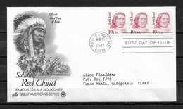 USA Cachet FDC 1987 Red Cloud Indian Chief, Oglala Lakota,VF-XF !! (RS-2) - Indianer