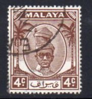 Malaya Perak 1950-6 Sultan Izzuddin Shah Definitives 4c Value, Used, SG 131 - Perak