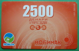 Macedonia PREPAID PHONE CARD USED, Operator: MOBIMAK, 2500 Denars, ND, RARE - North Macedonia
