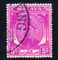 Malaya Selangor 1949-55 Sultan Alam Shah Definitives 5c Bright Mauve Value, Used, SG 94a - Selangor