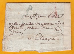 1795 - Convention  - Enveloppe Vers Etampes - Cursive CONVENTION NATIONALE - 1701-1800: Voorlopers XVIII