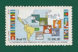 BRAZIL 1993 - IBERO AMERICA SUMMIT 1v MNH ** - FLAGS, MAP - As Scan - Francobolli