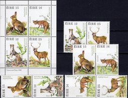Jagdbare Wildtiere 1980 Irland 421/4 4ZD+Block 3 ** 12€ Hermelin Hase Fuchs Hirsch M/s Bloc Fauna Se-tenants Bf WWF - Collections, Lots & Series