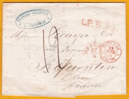 1851 - Règne De Guillaume II - LAC D' Amsterdam, Pays Bas Vers Saint Quentin, France - Par Valenciennes, Ligne De Quiévr - ...-1852 Préphilatélie
