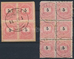 O Feketeszámú 5kr Négyes és Hatostömb - Used Stamps