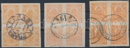 O 1906-1913 3 Db Hírlapbélyeg Négyestömb - Used Stamps