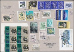 7 Db Svédországba Címzett Csomagcímzés Kartonlap Magas Névértékű Blokkokkal Vagy/ és Bélyegekkel Bérmentesítve - Used Stamps