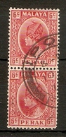 MALAYA - PERAK 1937 6c  SG 92 IN A FINE USED VERTICAL PAIR Cat £18 - Perak