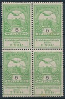 ** 1913 Árvíz 5f Négyestömb Az 1. és A 4. Bélyeg II. Típusú - Other & Unclassified