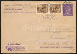 1943 Német Levelezőlap Magyar Bélyegekkel Bérmentesítve, HEGYESHALOM-BUDAPEST Mozgóposta Bélyegzéssel - Other & Unclassified