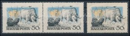 ** 1956 Magyar Kutyafajták 50f Pár, Színelcsúszás Miatt Az ökör Farka Kilóg A Keretből + Támpéldány - Sonstige & Ohne Zuordnung