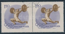 O 1956 Olimpia 1,50 Ft Pár, Festékpont A Bal Oldali Bélyegen A Sportoló Térde Felett - Autres & Non Classés