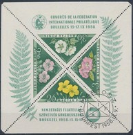 ** O 1958 FIP (I.) - Virág Blokk 12-es Fogazással, 2 Bélyegen MABÉOSZ FIP Alkalmi Bélyegzéssel (8.000) - Sonstige & Ohne Zuordnung