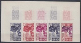 ** Kongó (Brazzaville) 1959 Államalapítás 1. évfordulója Mi 1 5 Db Fogazatlan Színpróba ötöscsíkban / Stripe Of 5 Differ - Sonstige & Ohne Zuordnung