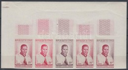 ** Kongó (Brazzaville) 1960 Fulbert Youlou Elnök Mi 4 5 Db Fogazatlan Színpróba ötöscsíkban / Stripe Of 5 Different Impe - Otros & Sin Clasificación