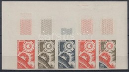 ** Niger 1964 Nyugodt Nap éve Mi 71 5 Klf Színpróba ívsarki ötöscsíkban / Stripe Of 5 Different Imperforate Coulor Proof - Sonstige & Ohne Zuordnung