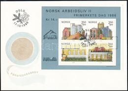 1986 Bélyegnap: A Norvég Szakmai élet Blokk Mi 6 FDC-n - Other & Unclassified