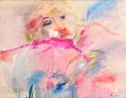 Almásy Jelzéssel: Női Fej. Akvarell,papír, Hajtott, üvegezett Keretben, 53×69 Cm - Altri & Non Classificati