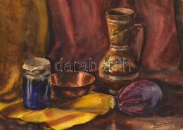 Basch Jelzéssel: Asztali Csendélet. Akvarell, Papír, üvegezett Keretben, 29×41 Cm - Andere & Zonder Classificatie